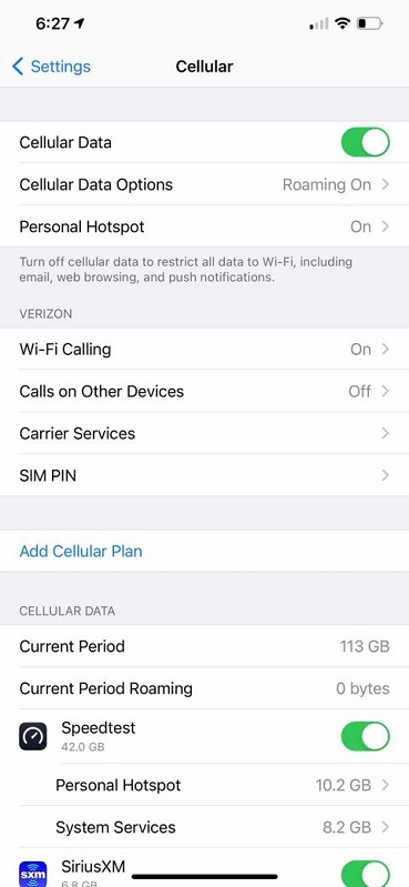 انتخاب cellular data options