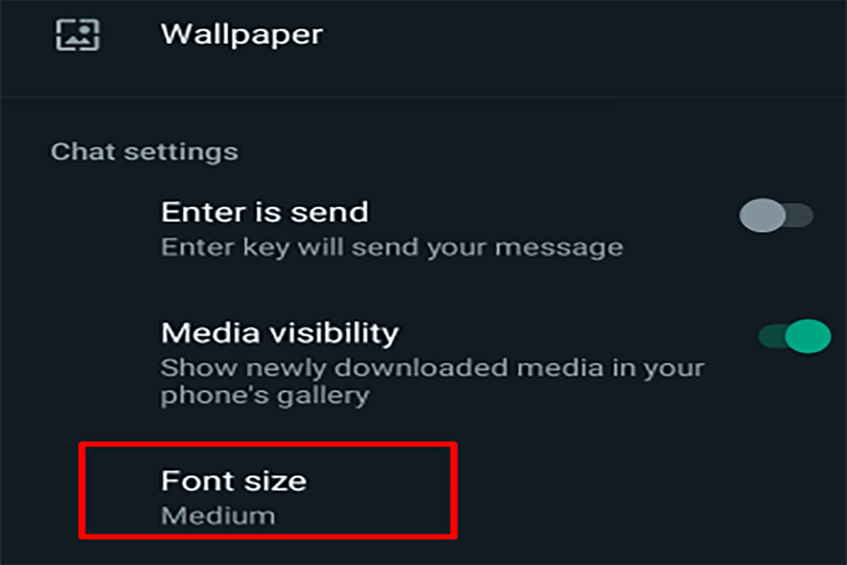 تغییر سایز فونت از تنظیمات واتساپ
