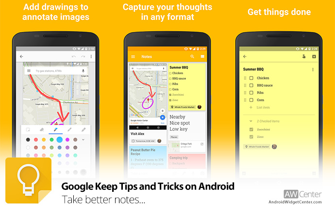 ویجت Google Keep – Note And Lists