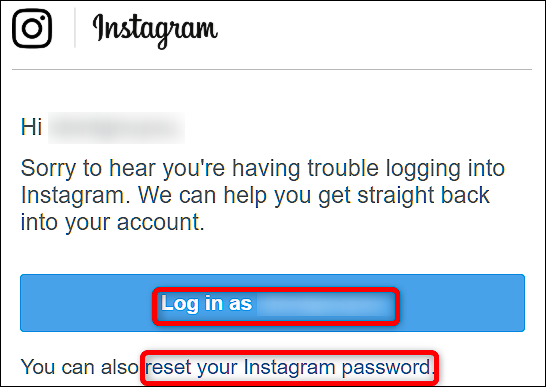 انتخاب پیوند Reset Your Instagram Password